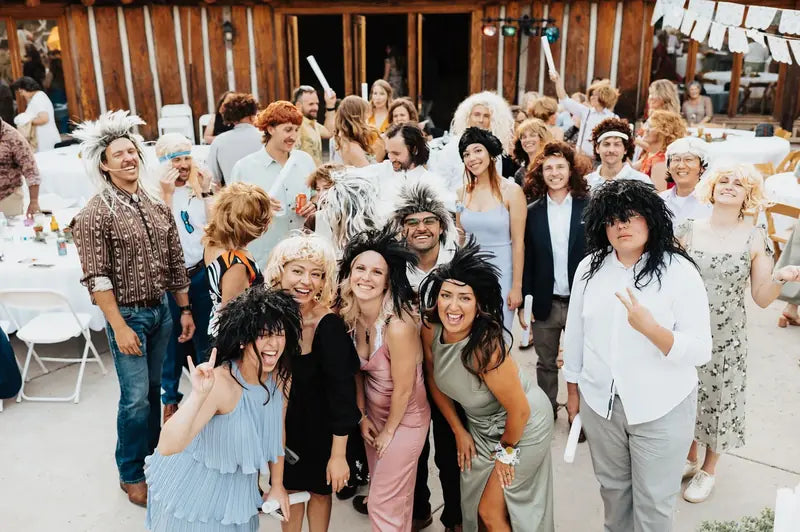 Wedding party in wigs