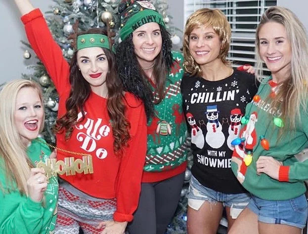 Holiday office party, Santa blazer and Snowmies sweater